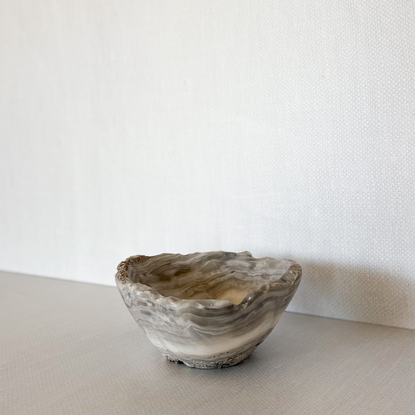 Small Hand Carved Grey Onyx Bowl