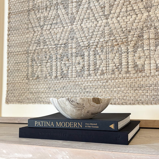 Artisan carved small grey onyx bowl with polished finish and unique marble veining