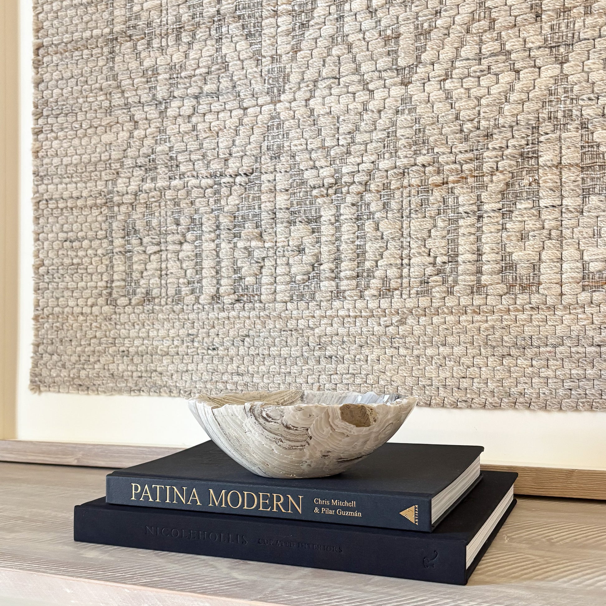 Luxury grey onyx accent bowl for entryway table or countertop decor