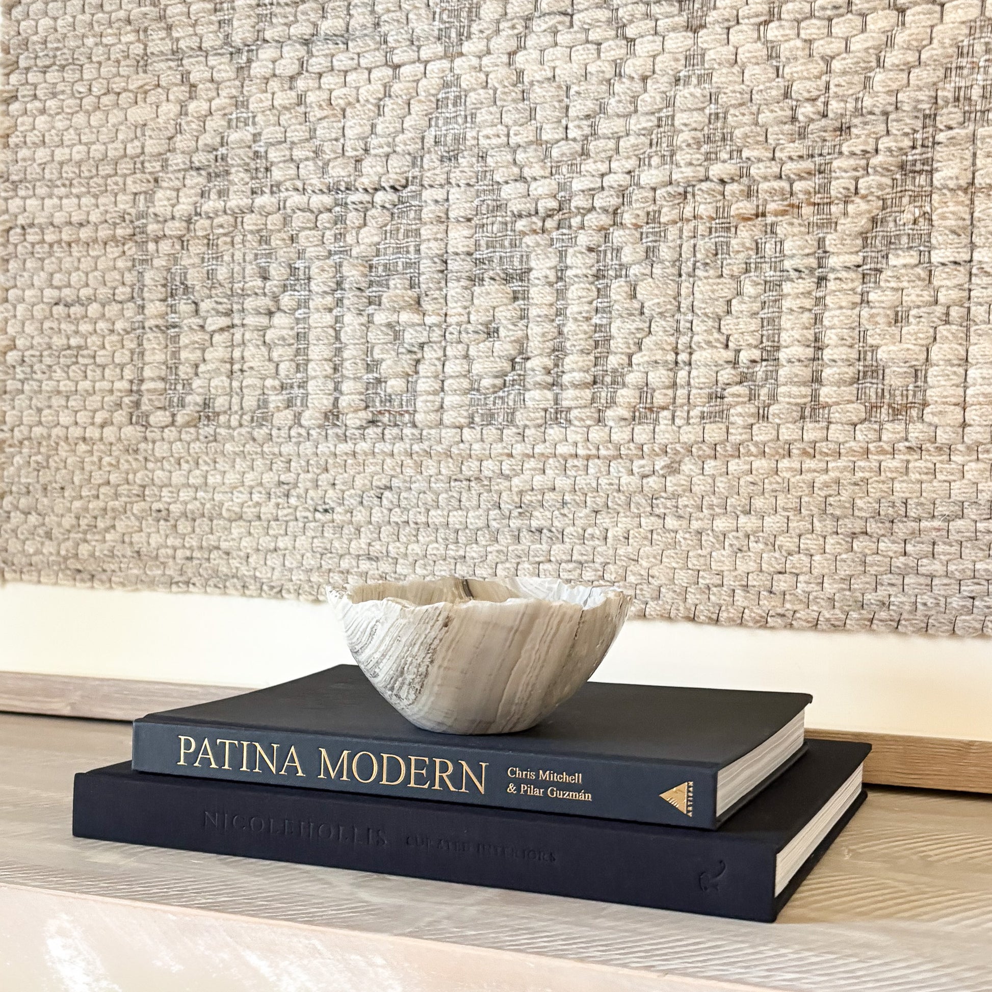 Natural stone grey onyx bowl handmade for modern home decor