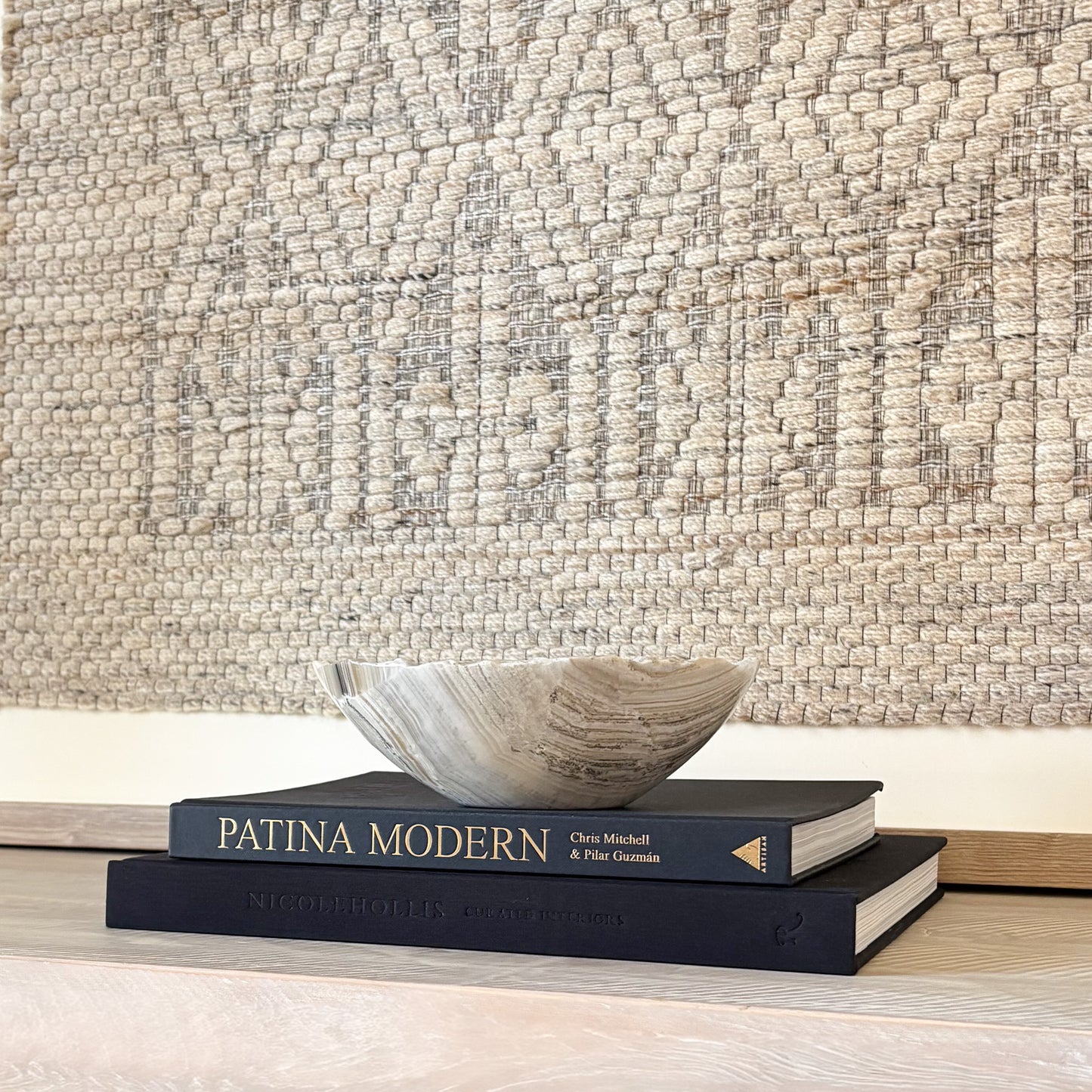 Handcrafted grey onyx decorative bowl for coffee table or shelf styling