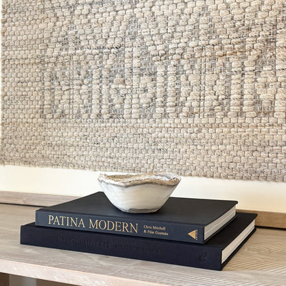 Small grey onyx trinket bowl carved from solid stone with organic patterns