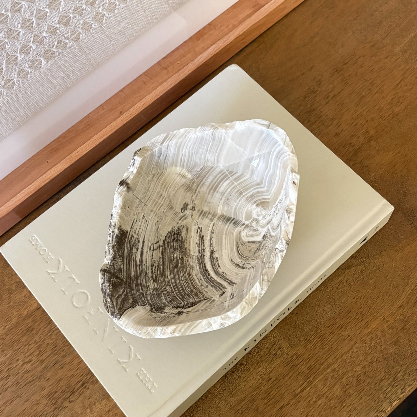 Hand carved small grey onyx bowl with organic texture