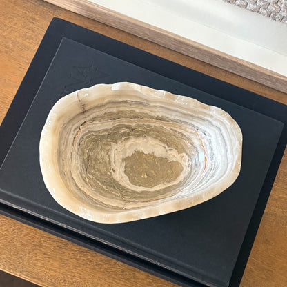 Small Hand Carved Grey Onyx Bowl