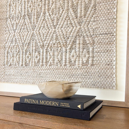 Artisan carved grey onyx decorative bowl, small polished stone centerpiece