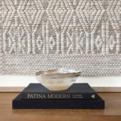 Luxury small hand-carved grey onyx bowl with elegant natural veining