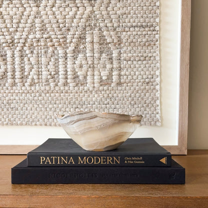 Handcrafted small grey onyx bowl, decorative natural stone accent