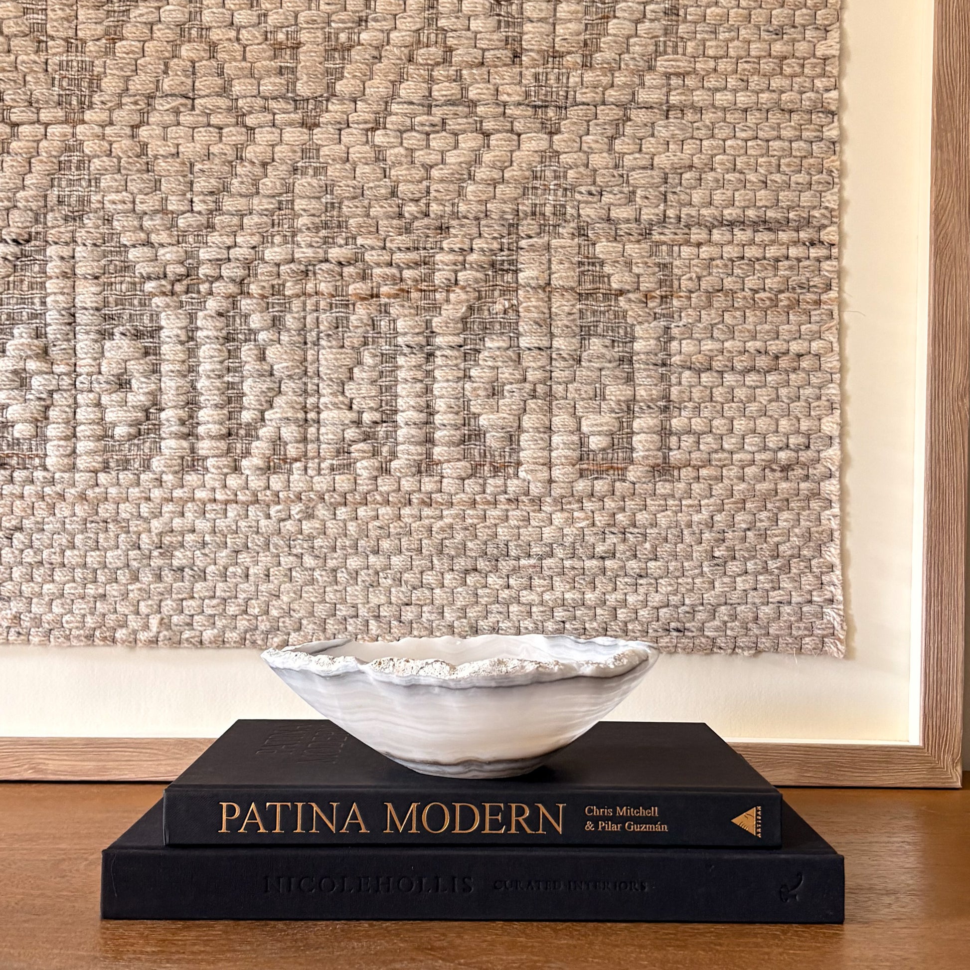 Small grey onyx bowl hand carved from natural stone, decorative crystal dish