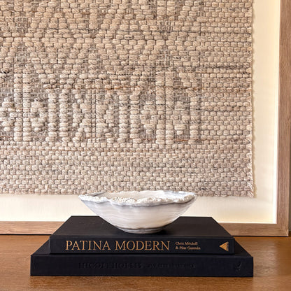Small grey onyx bowl hand carved from natural stone, decorative crystal dish