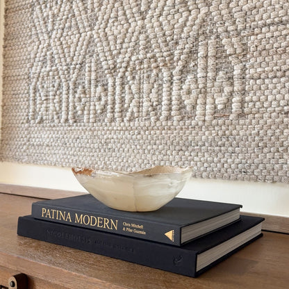 Small handcrafted grey onyx bowl made from solid natural stone