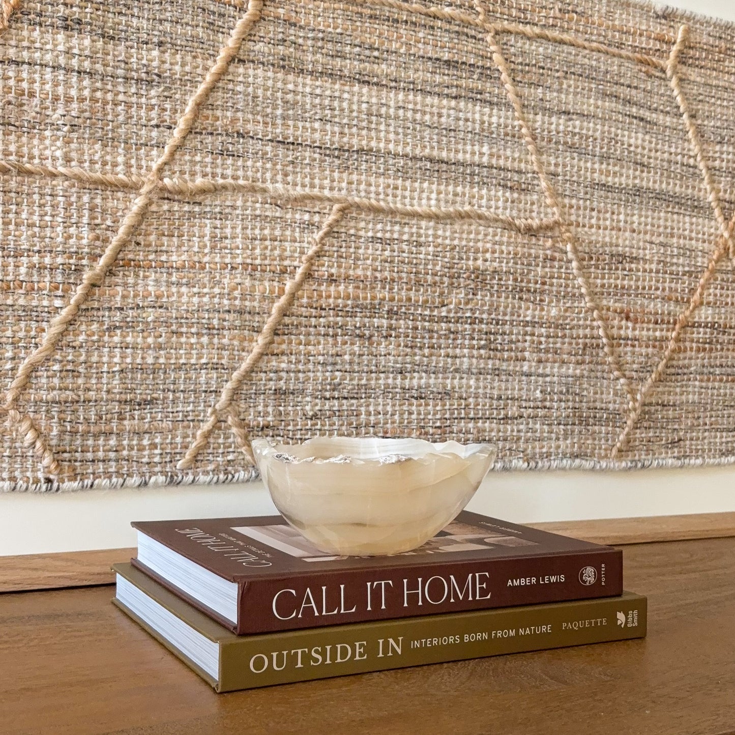 Small grey onyx bowl handcrafted from natural stone with smooth finish