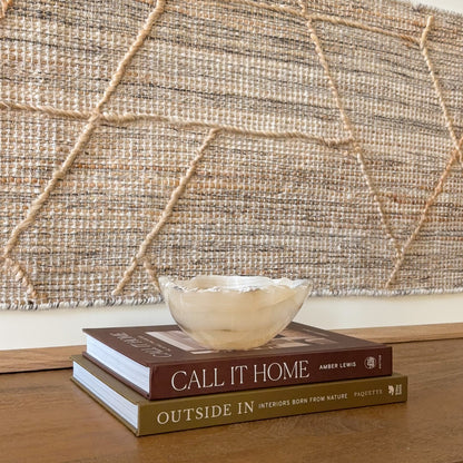 Small grey onyx bowl handcrafted from natural stone with smooth finish