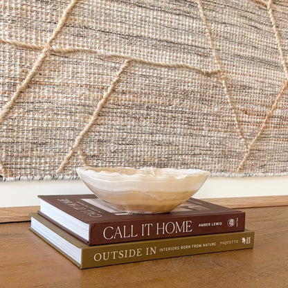 Luxury small hand-carved grey onyx bowl with elegant natural veining