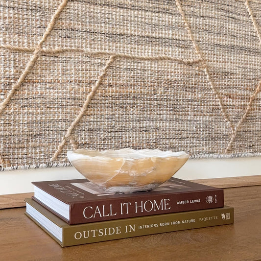 Small grey onyx bowl handcrafted from natural stone with smooth finish