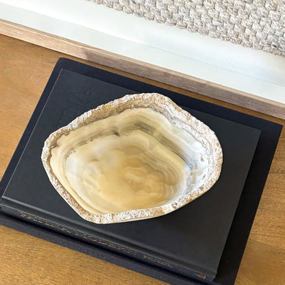 Small grey onyx bowl for jewelry storage or trinket dish