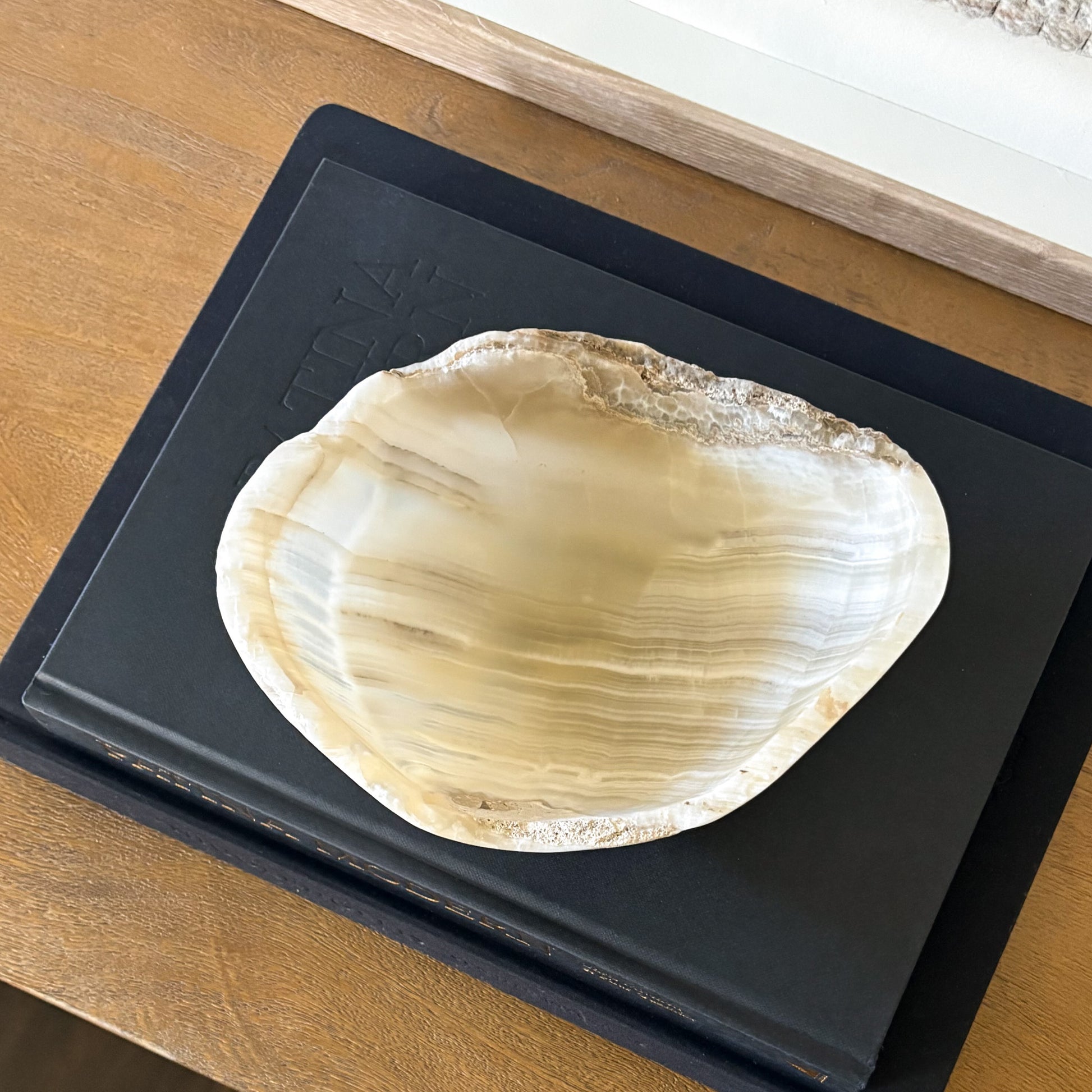Small grey onyx bowl handcrafted from natural stone, perfect for modern home decor