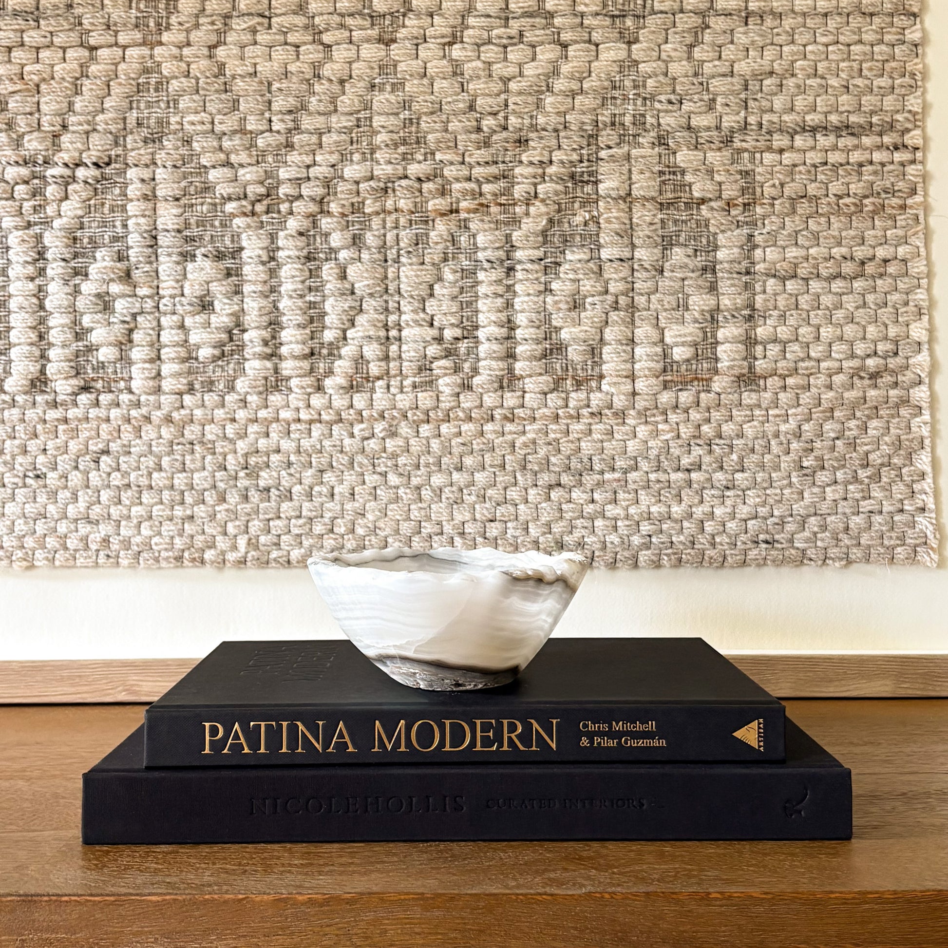 Natural grey onyx stone bowl small handmade carved decorative piece