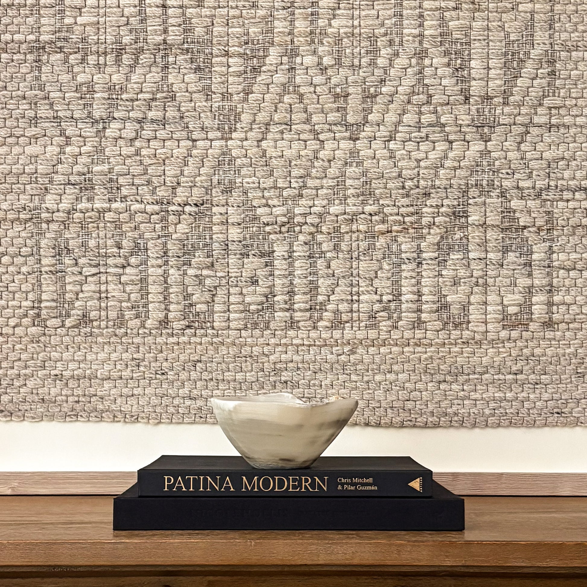 Small natural grey onyx bowl hand carved from genuine stone with unique veining for modern organic interiors