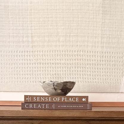 Natural grey onyx bowl with distinctive veining, hand carved for timeless home styling.
