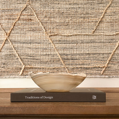 One-of-a-kind Grey Onyx decorative bowl handcrafted from natural stone