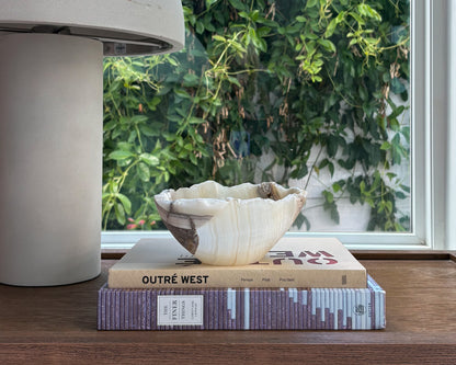 Grey onyx decorative bowl handcrafted from natural stone