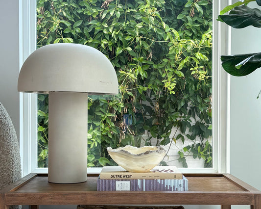 Hand-carved grey onyx bowl with natural stone veining