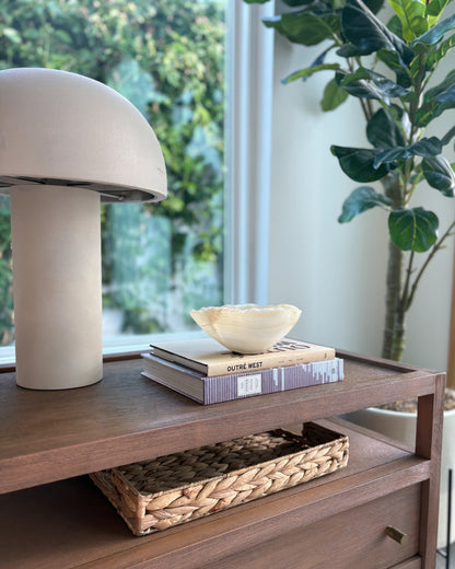 White onyx decorative bowl hand carved from natural stone