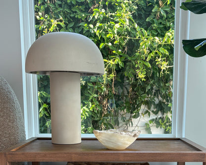 Hand-carved onyx bowl in creamy white natural stone