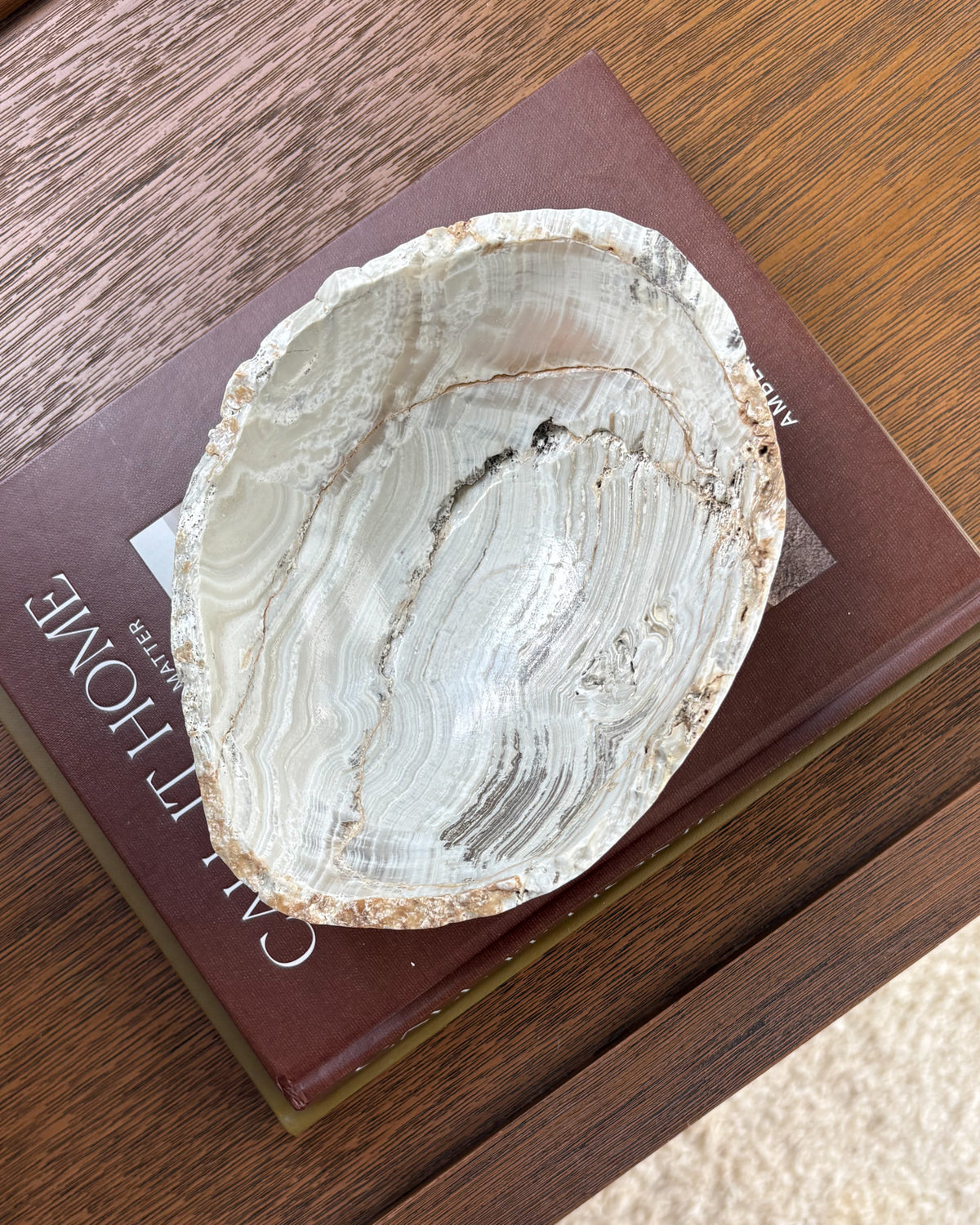 Minimalist white onyx bowl handcrafted from natural stone