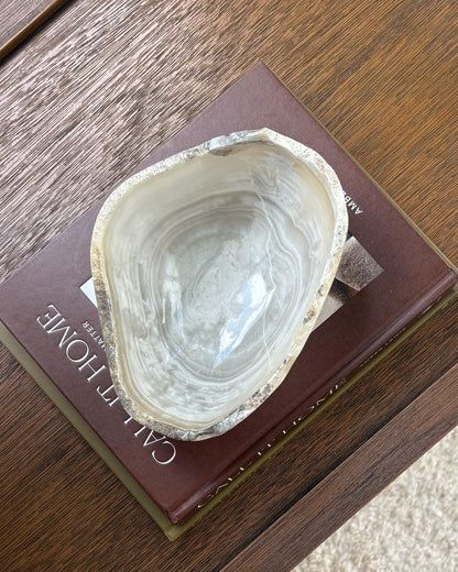 Natural white onyx bowl with unique translucent veining