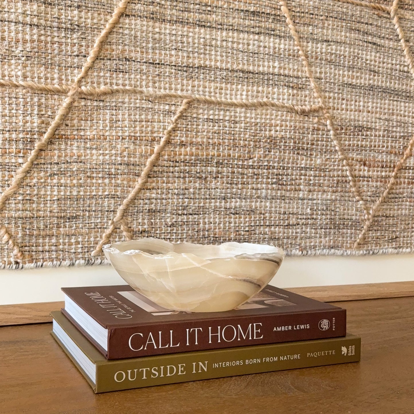 Small handcrafted grey onyx bowl made from solid natural stone