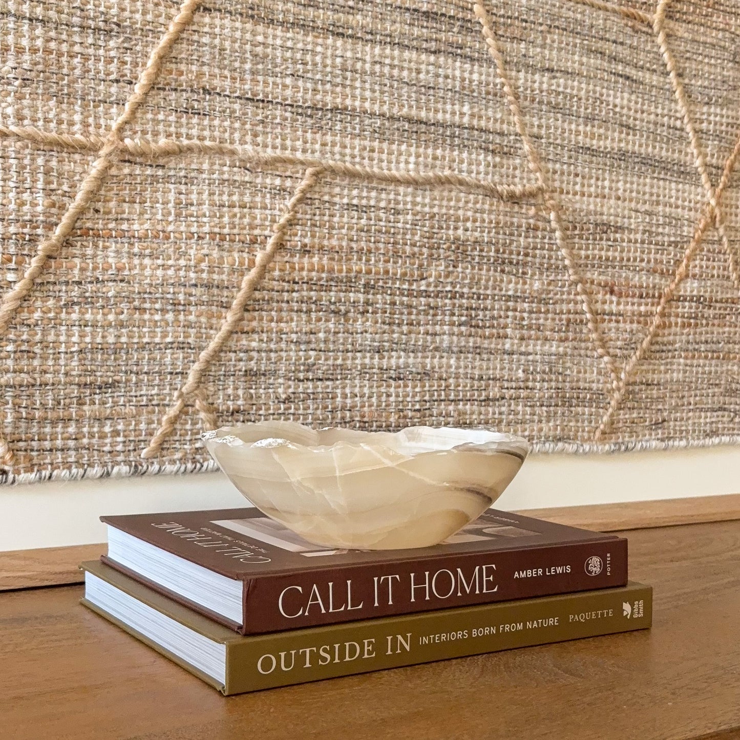 Artisan carved grey onyx decorative bowl, small polished stone centerpiece