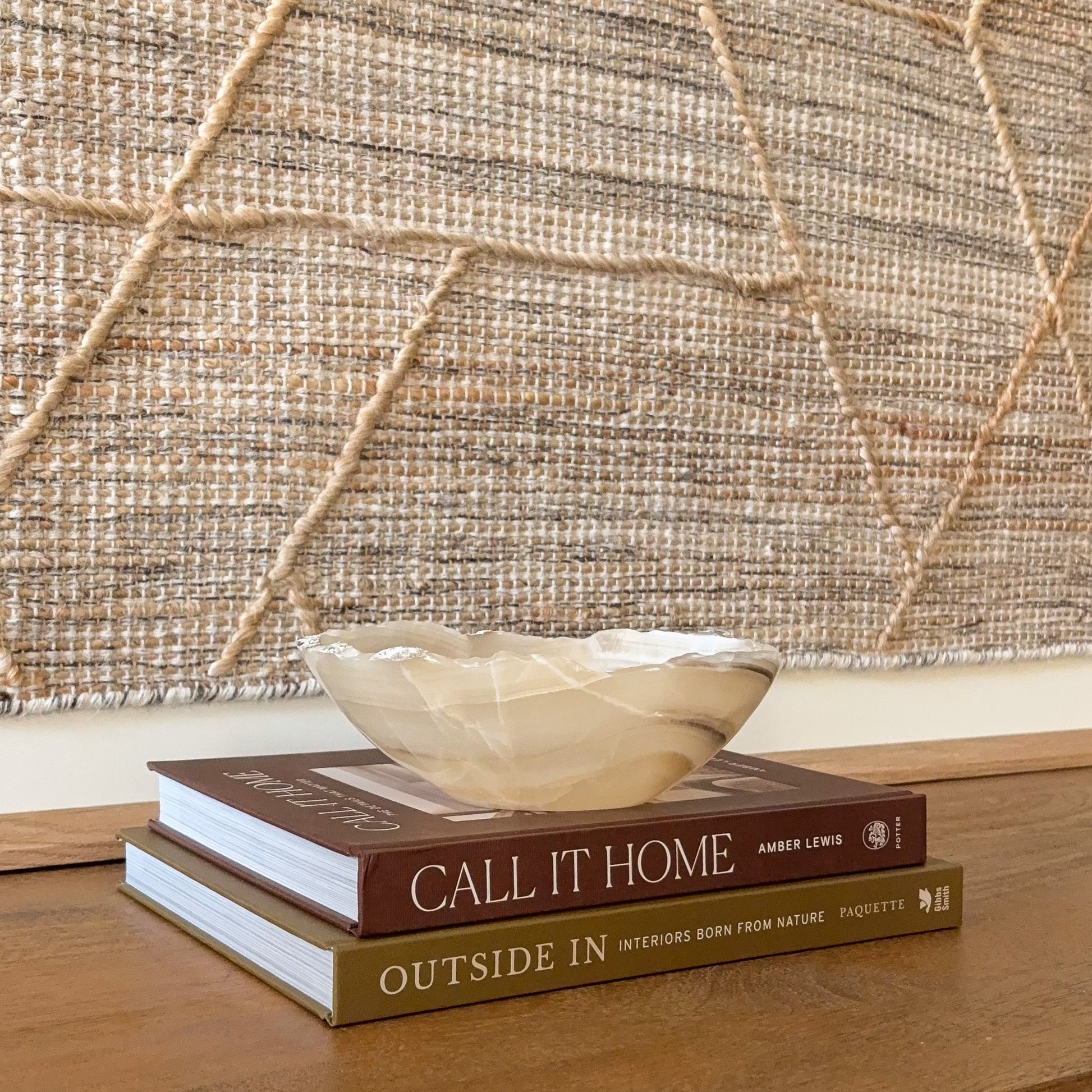 Artisan carved grey onyx decorative bowl, small polished stone centerpiece