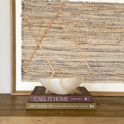 Artisan carved amber onyx bowl in neutral stone tones