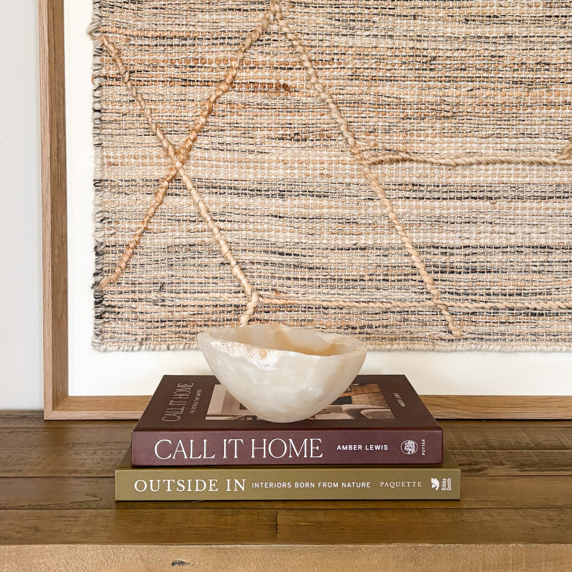 Decorative small amber onyx bowl made from natural stone