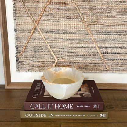 Decorative small amber onyx bowl made from natural stone
