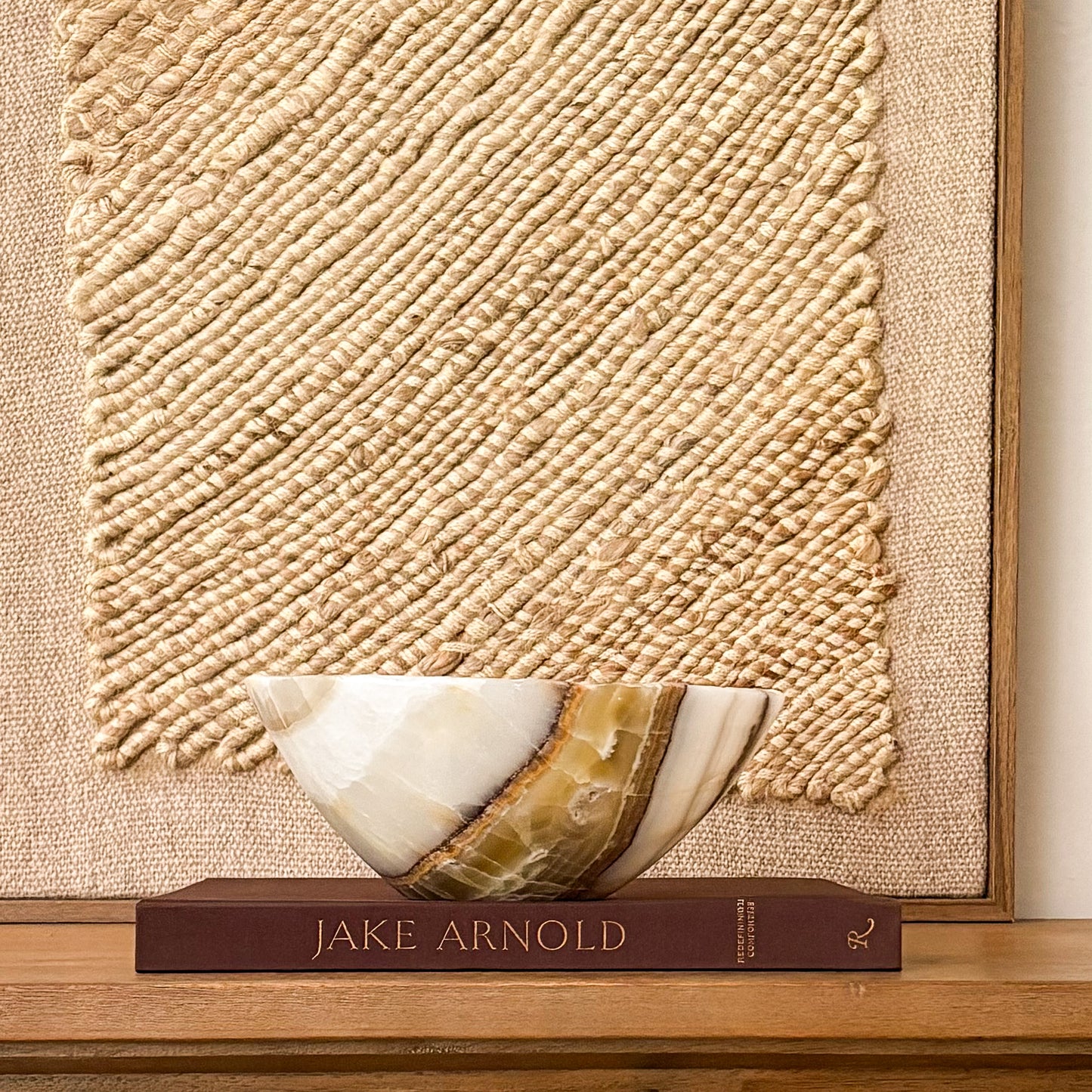 Luxury carved onyx bowl for coffee table or entryway styling
