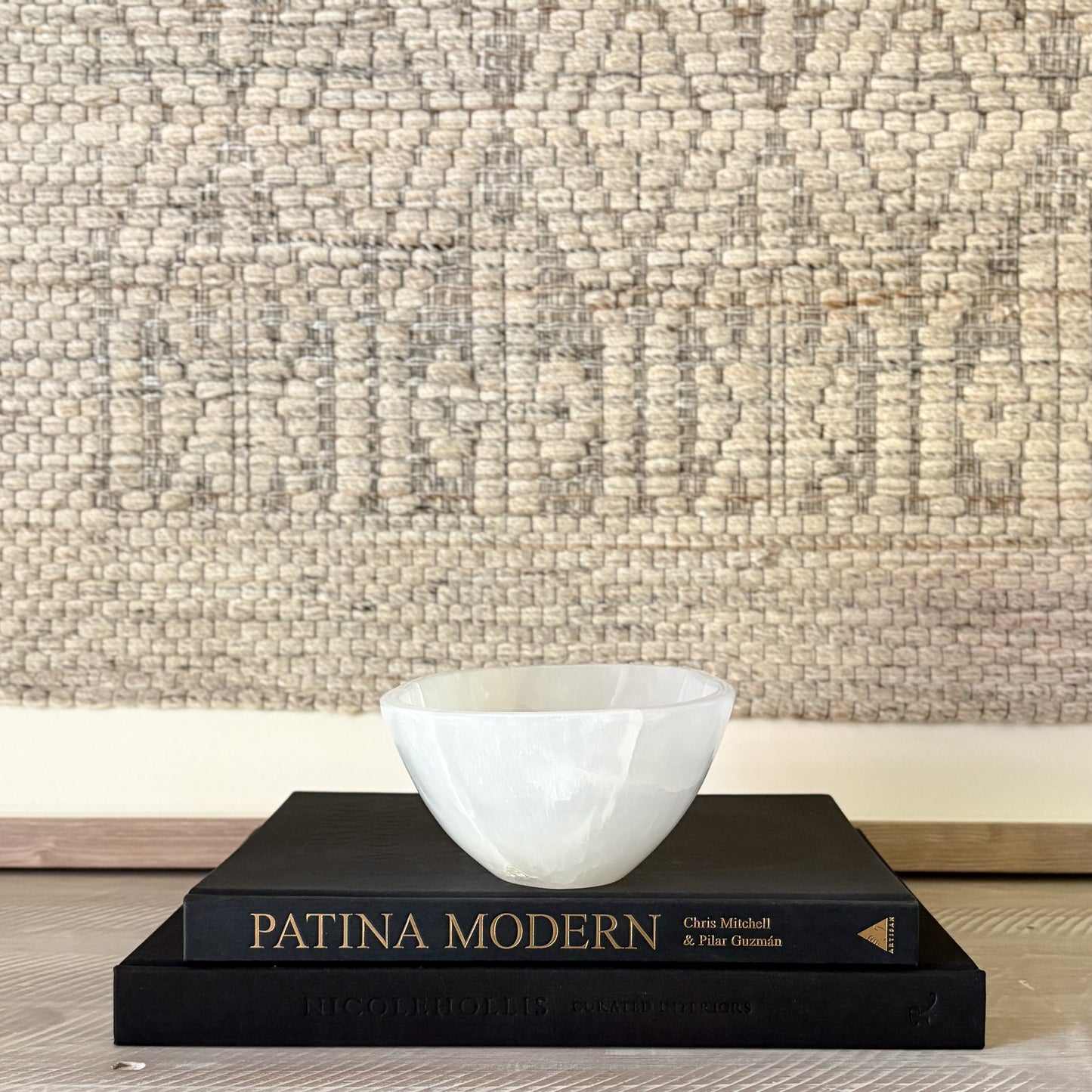 white stone accent bowl