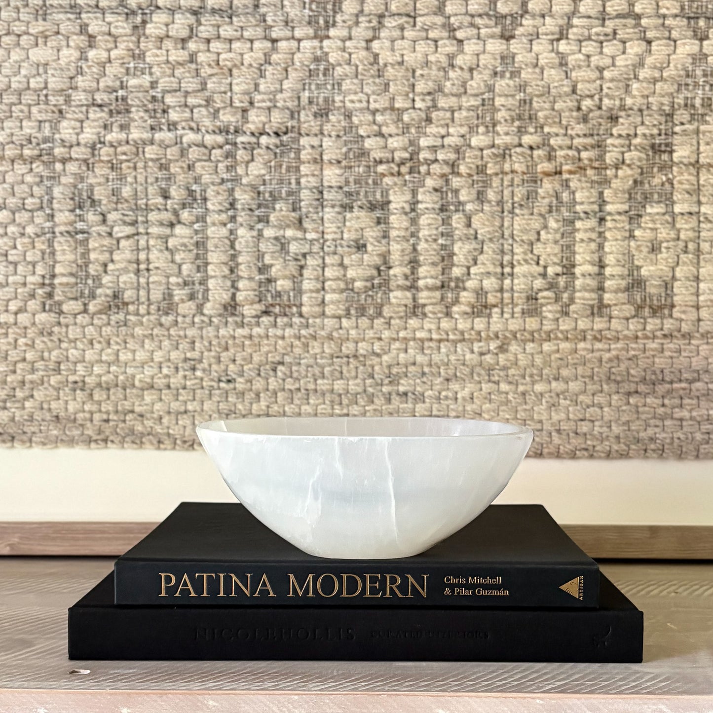 white stone accent bowl