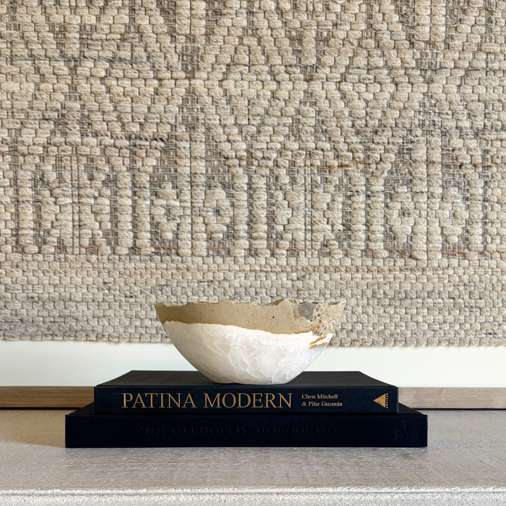 Small hand-carved white onyx decorative bowl