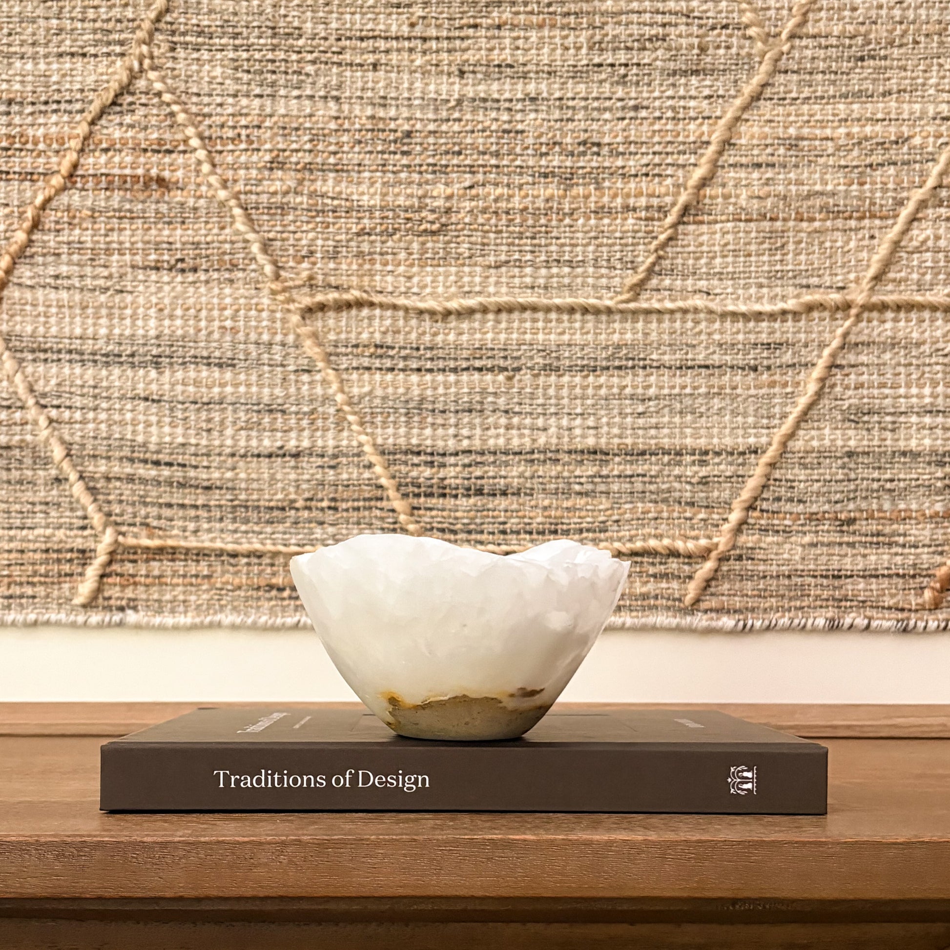 Luxury hand-carved white onyx centerpiece bowl made from genuine natural stone