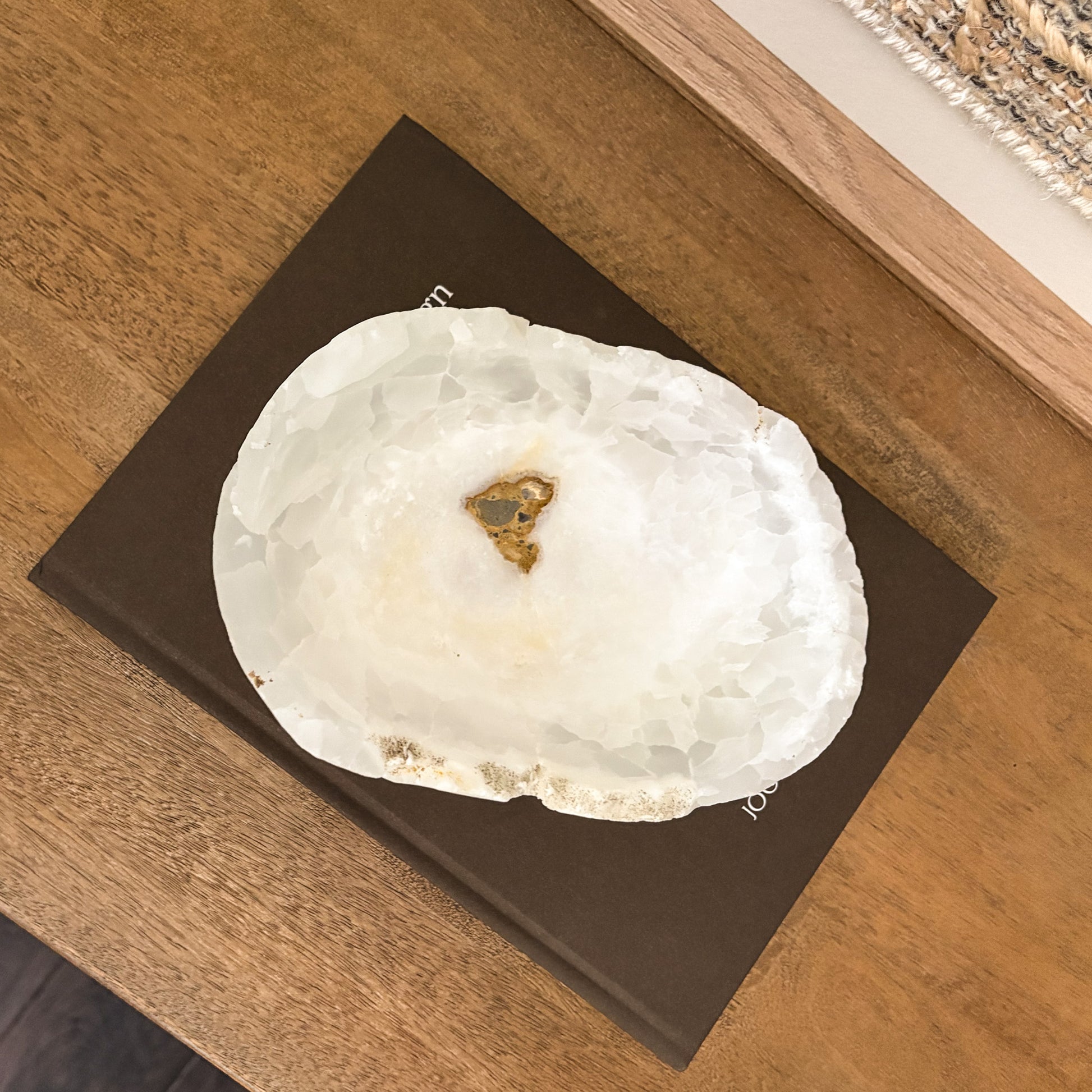 Natural white onyx decorative bowl hand carved for timeless luxury interiors