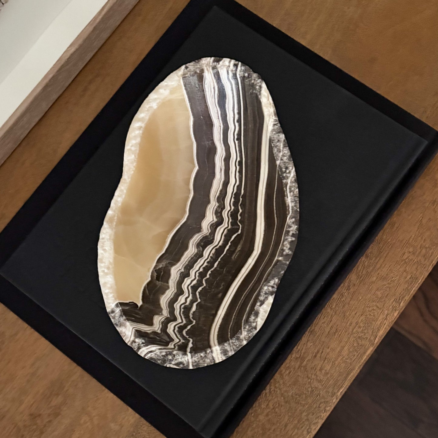 Artisan hand-carved zebra onyx decorative bowl made from natural zebra onyx stone
