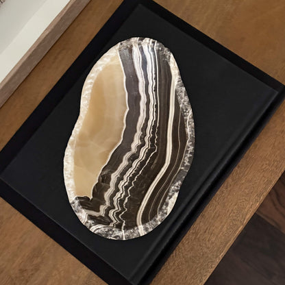 Artisan hand-carved zebra onyx decorative bowl made from natural zebra onyx stone