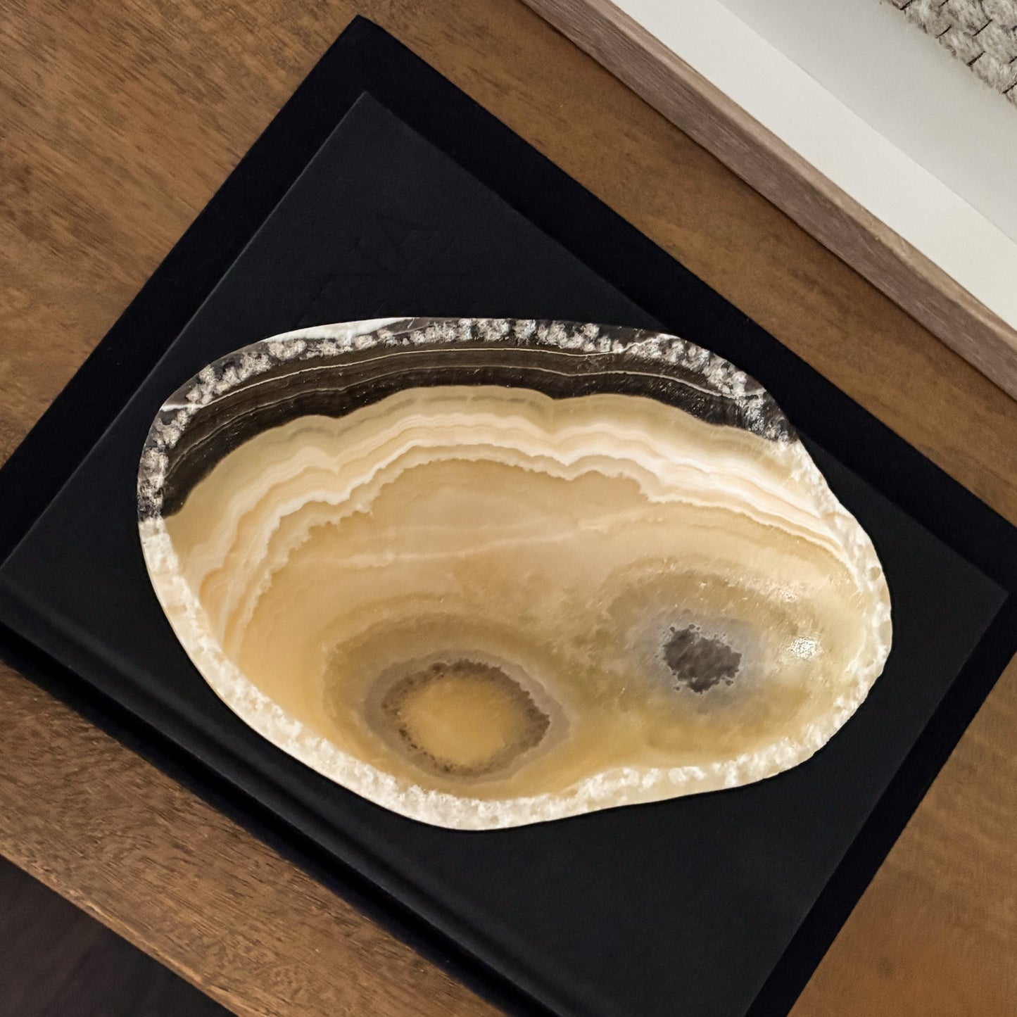 Artisan hand-carved zebra onyx decorative bowl made from natural zebra onyx stone