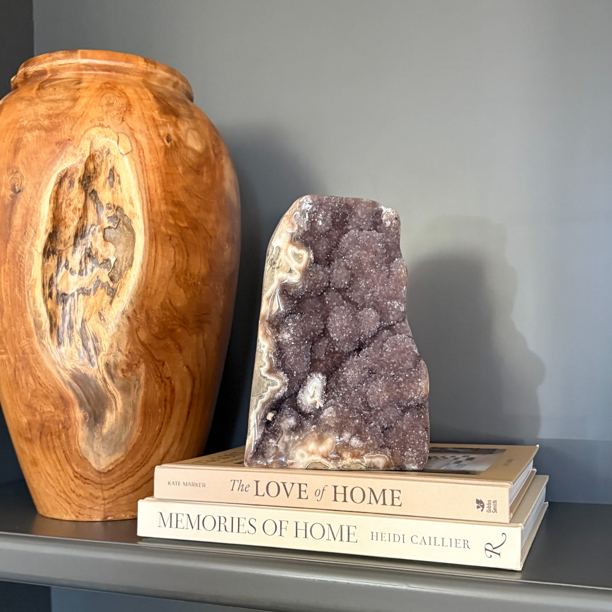 Rainbow amethyst geode cluster decor