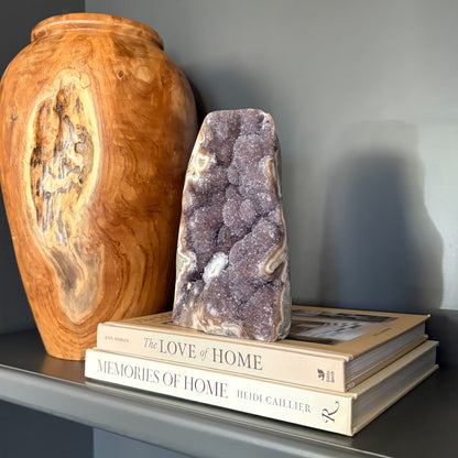 Large rainbow amethyst geode cluster decorative stone