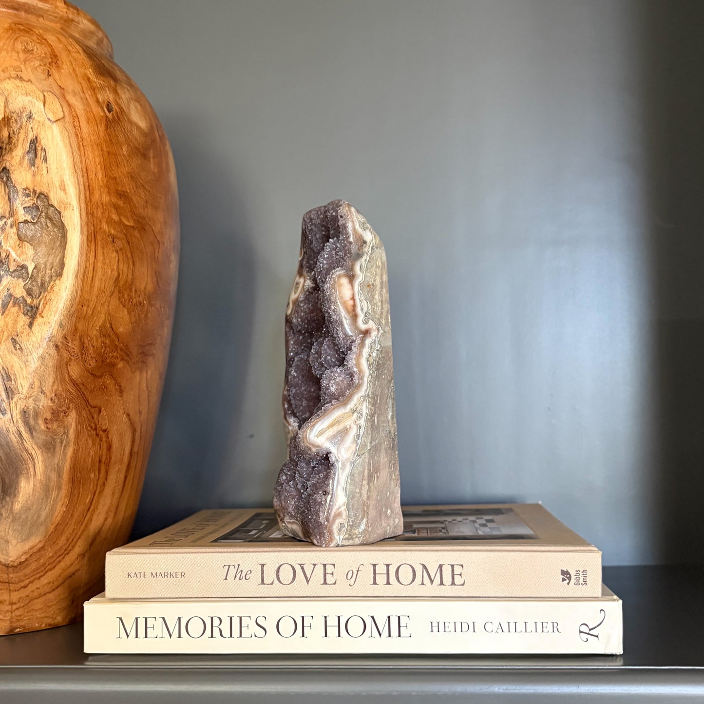 Rainbow amethyst geode crystal decor for home