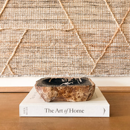 Small petrified wood bowl Madagascar fossil wood decor piece