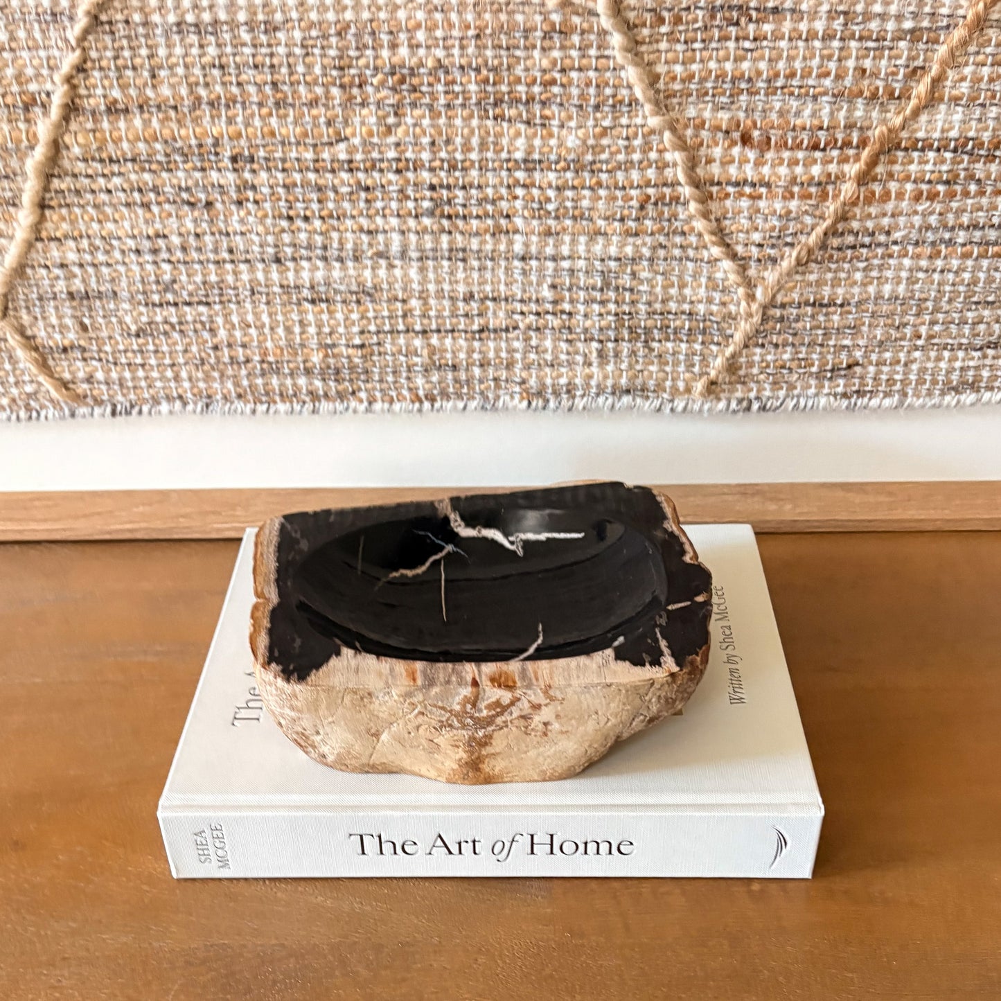 Natural fossil wood bowl for jewelry crystals or decor